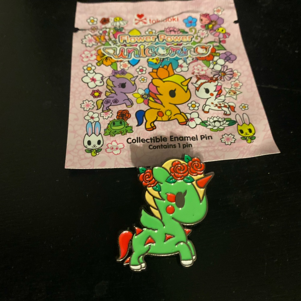 Tokidoki Flower Power Rose Unicorn Enamel Pin